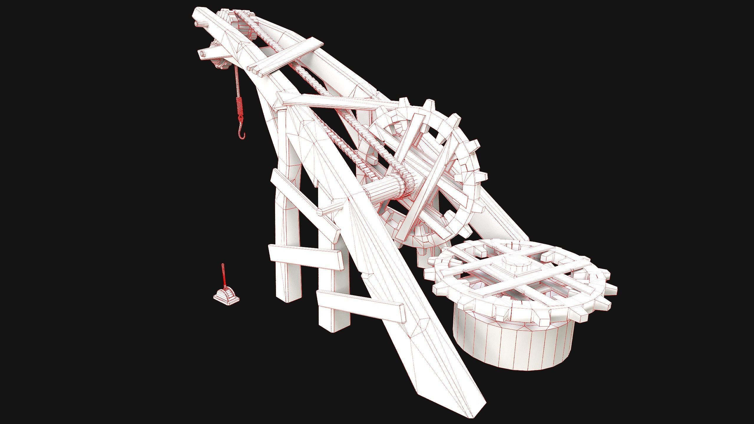 Medieval Crane Low-poly 3D model_22