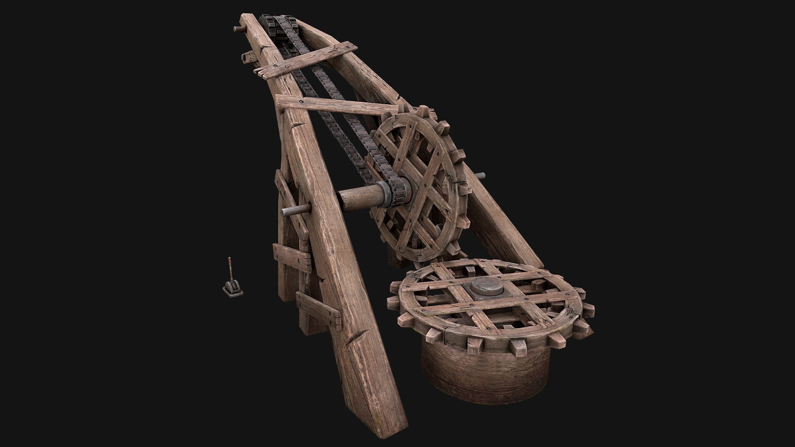 Medieval Crane Low-poly 3D model_9
