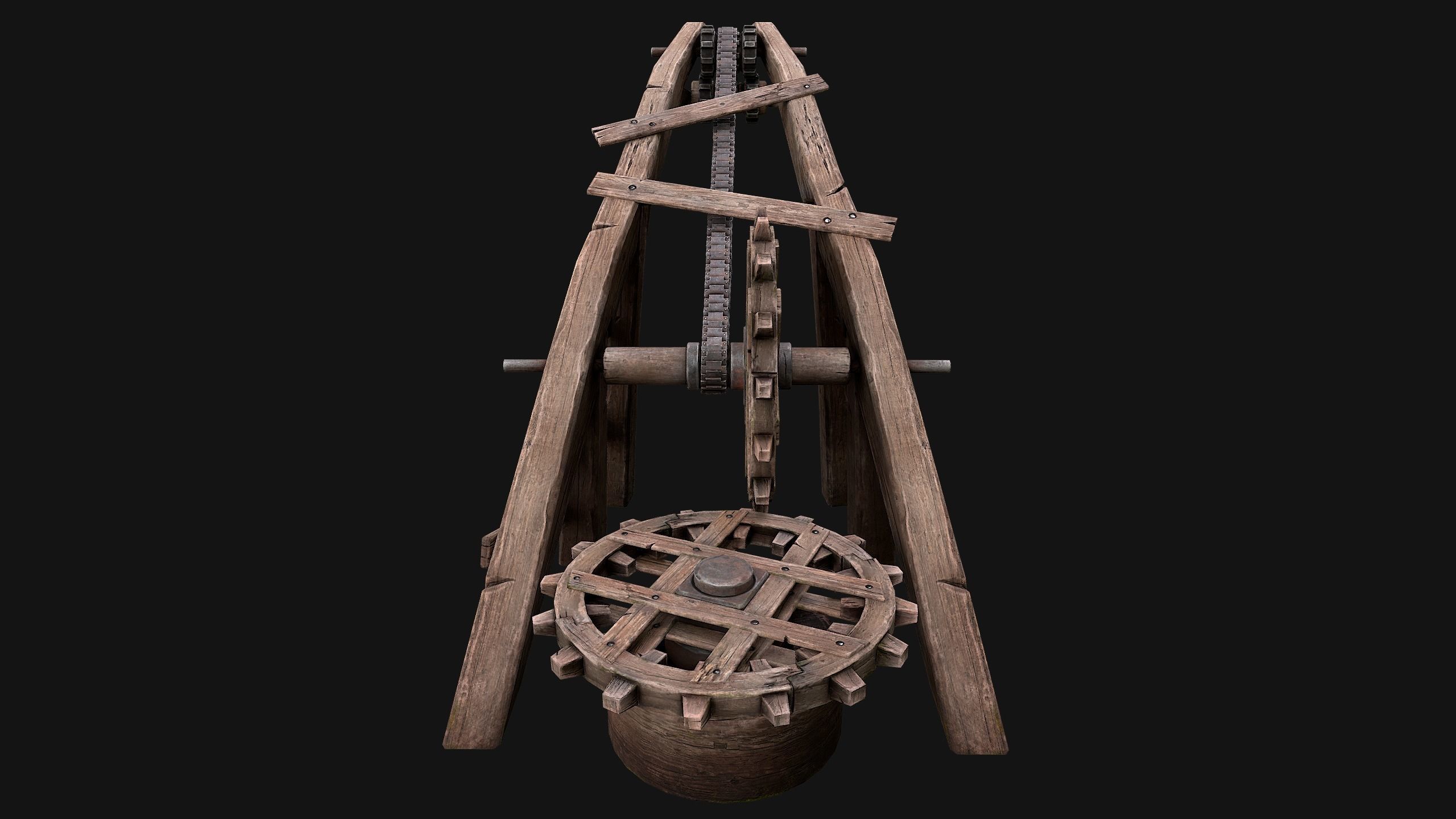 Medieval Crane Low-poly 3D model_16