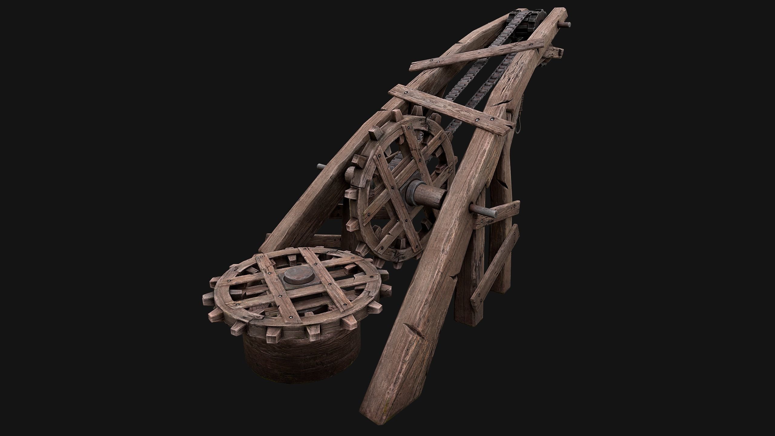 Medieval Crane Low-poly 3D model_15