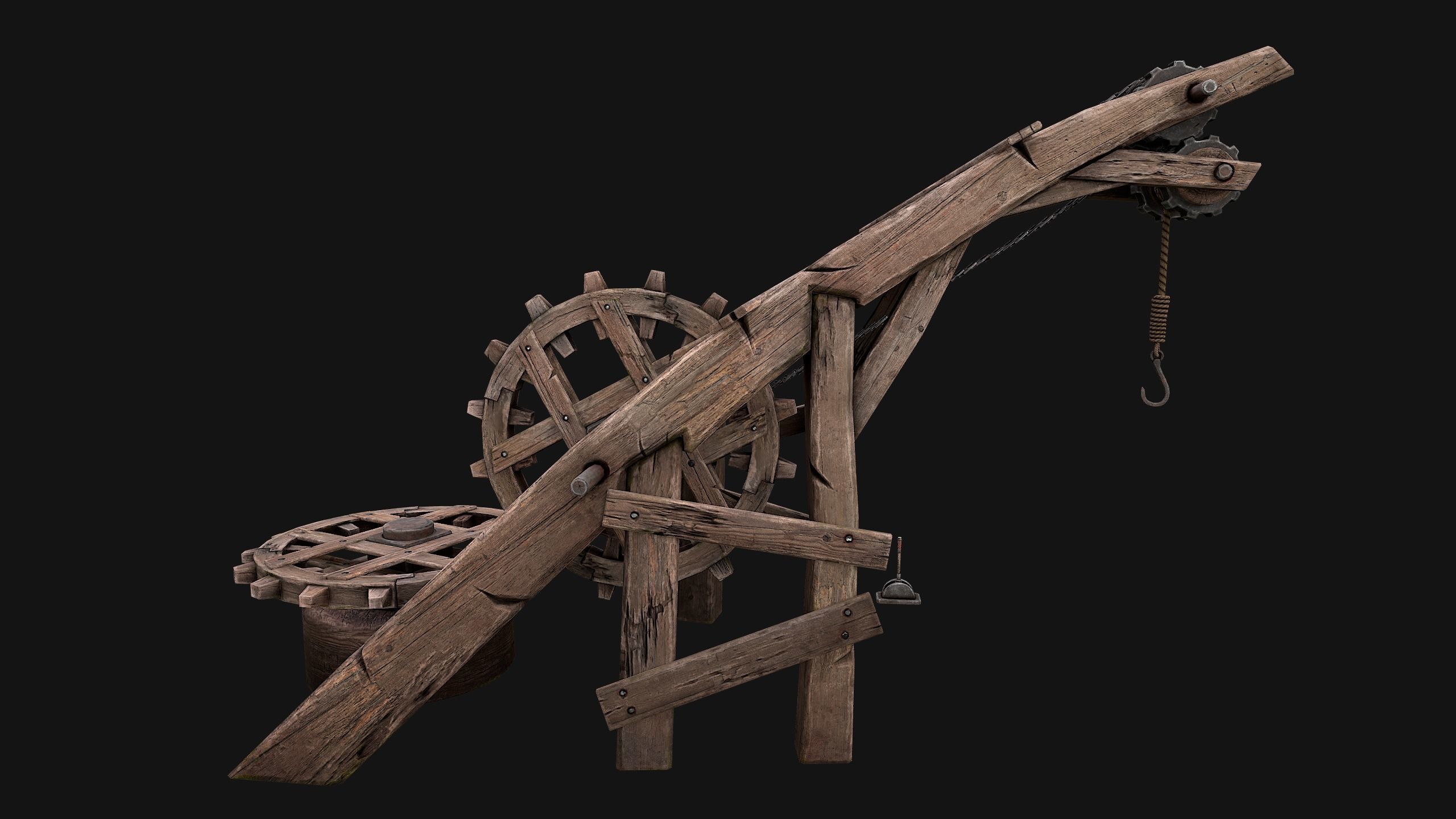 Medieval Crane Low-poly 3D model_5