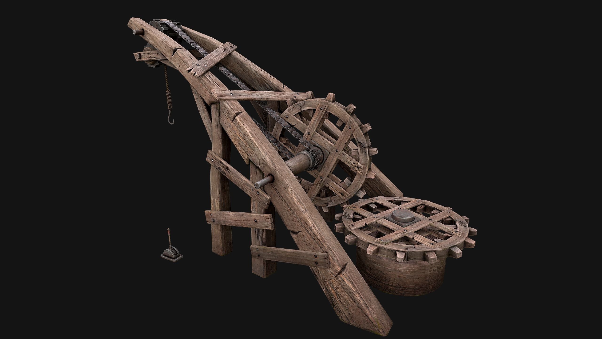Medieval Crane Low-poly 3D model_2