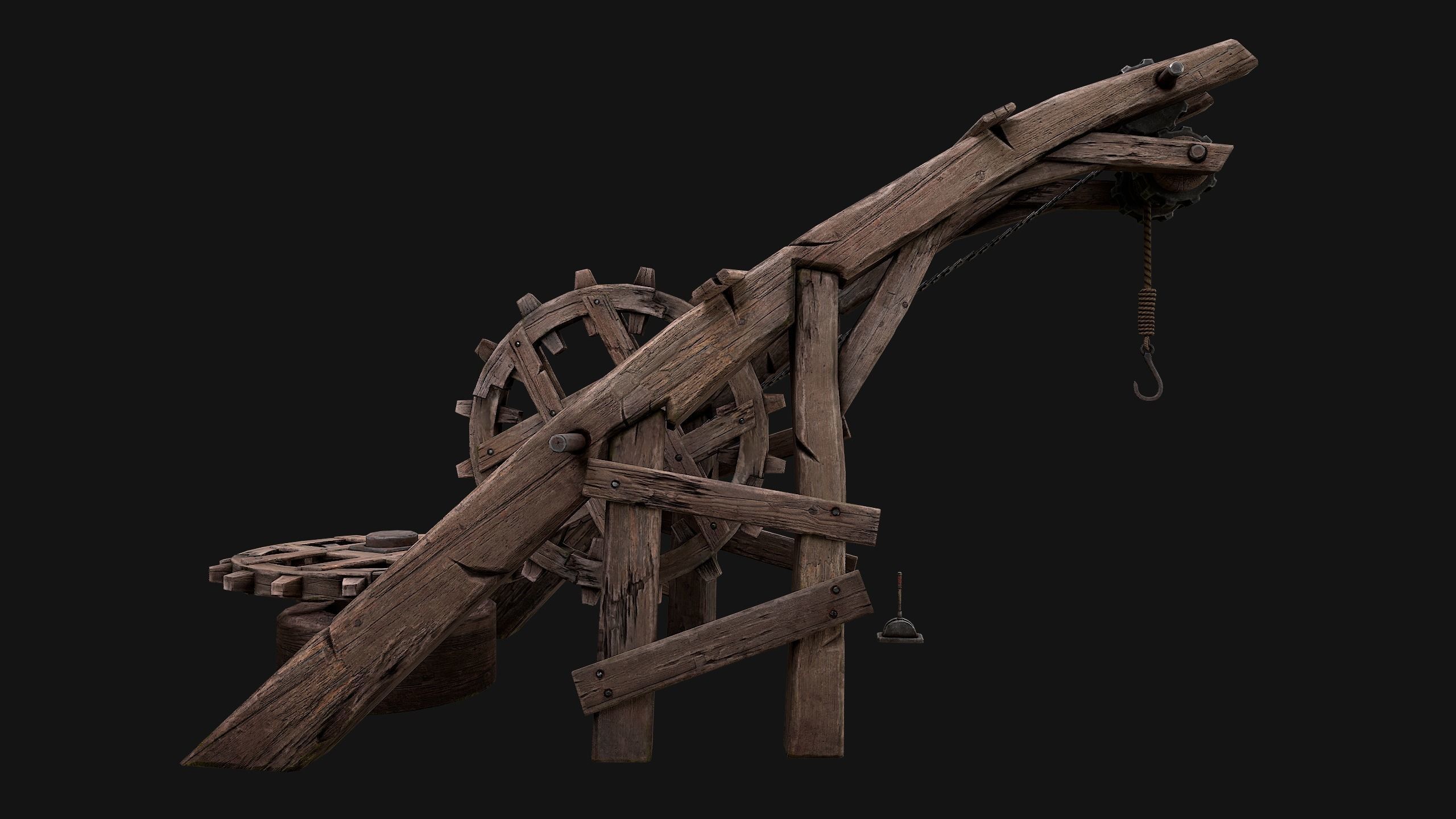 Medieval Crane Low-poly 3D model_13