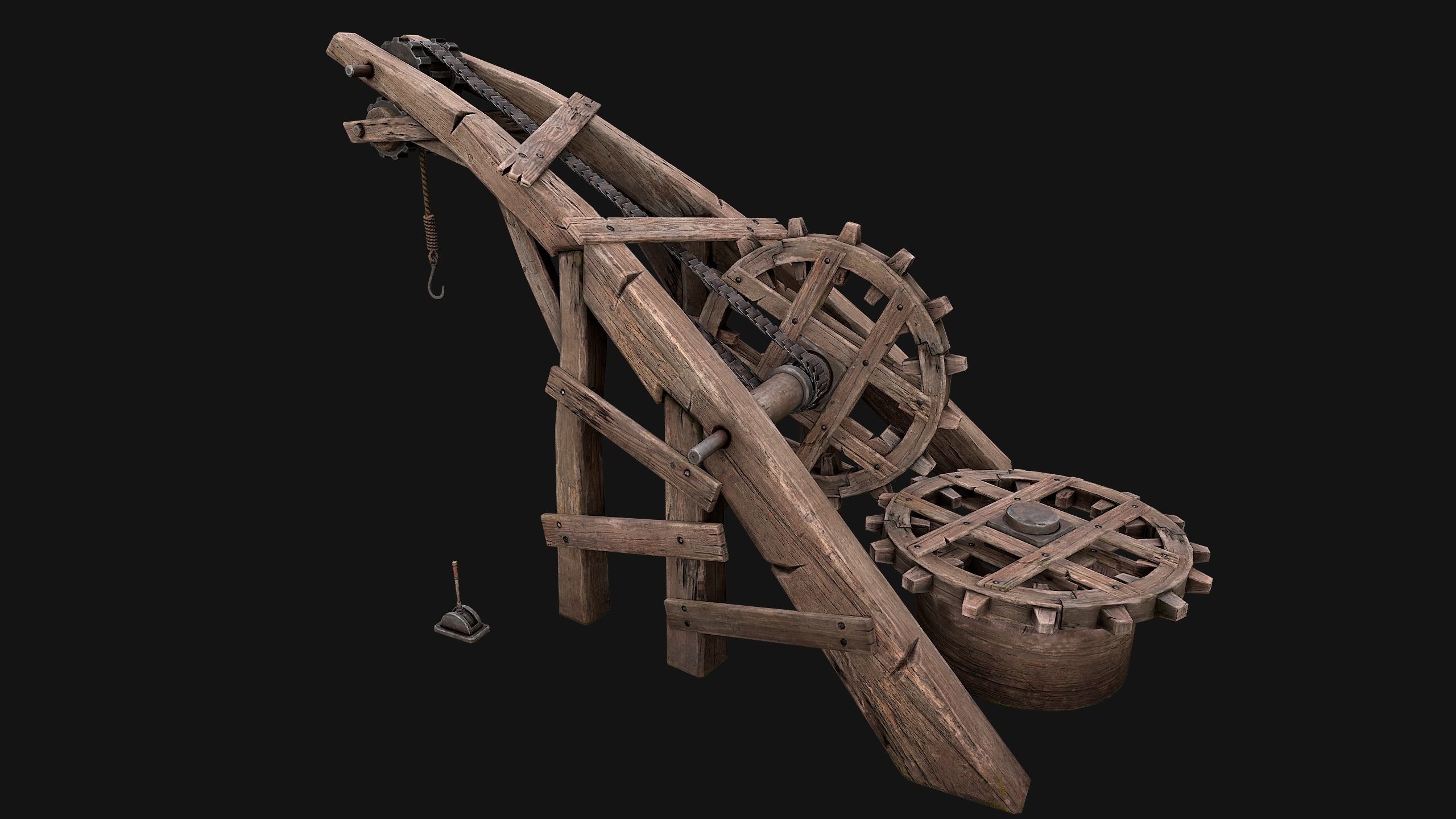 Medieval Crane Low-poly 3D model_18