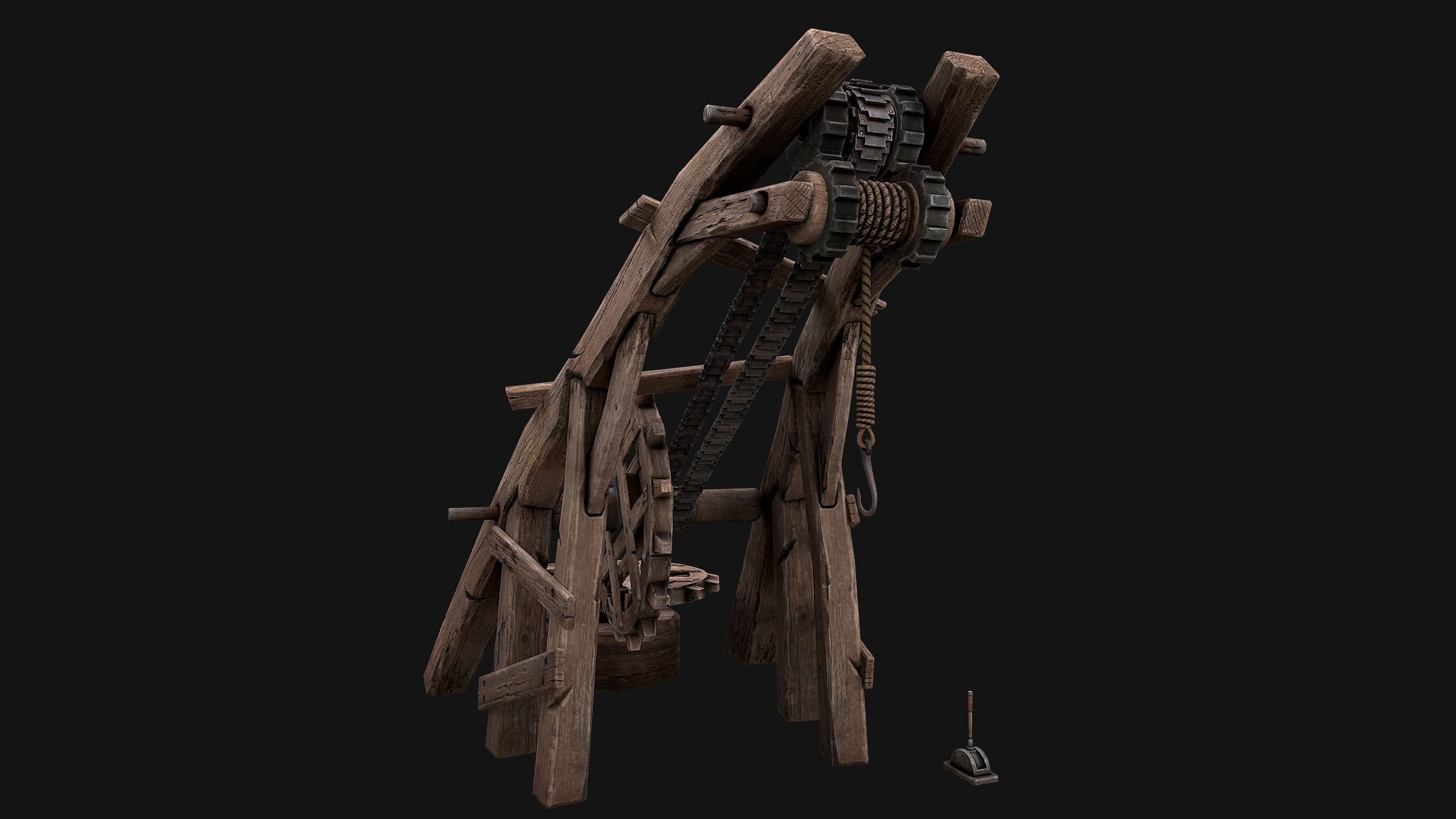 Medieval Crane Low-poly 3D model_11