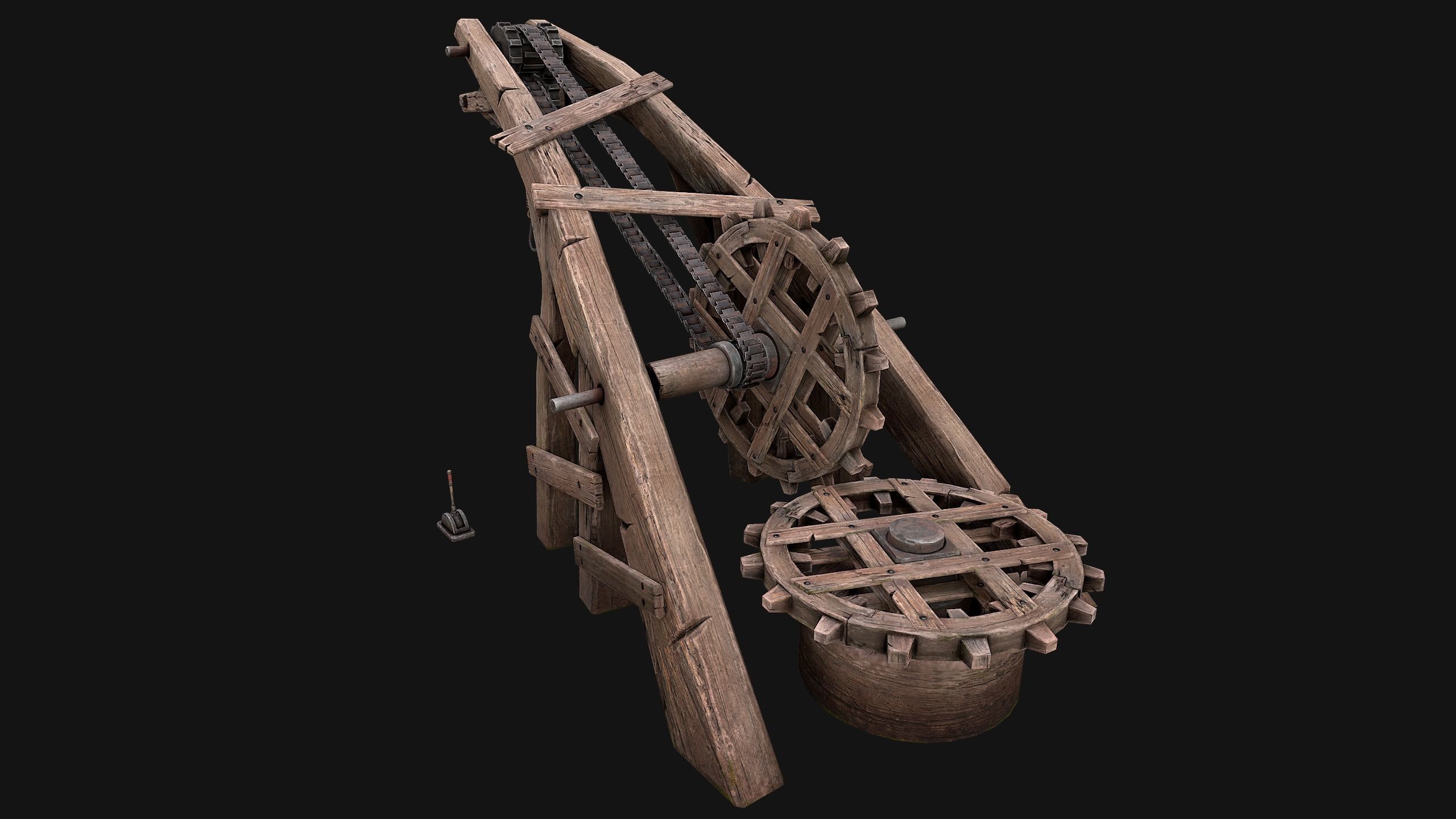 Medieval Crane Low-poly 3D model_17