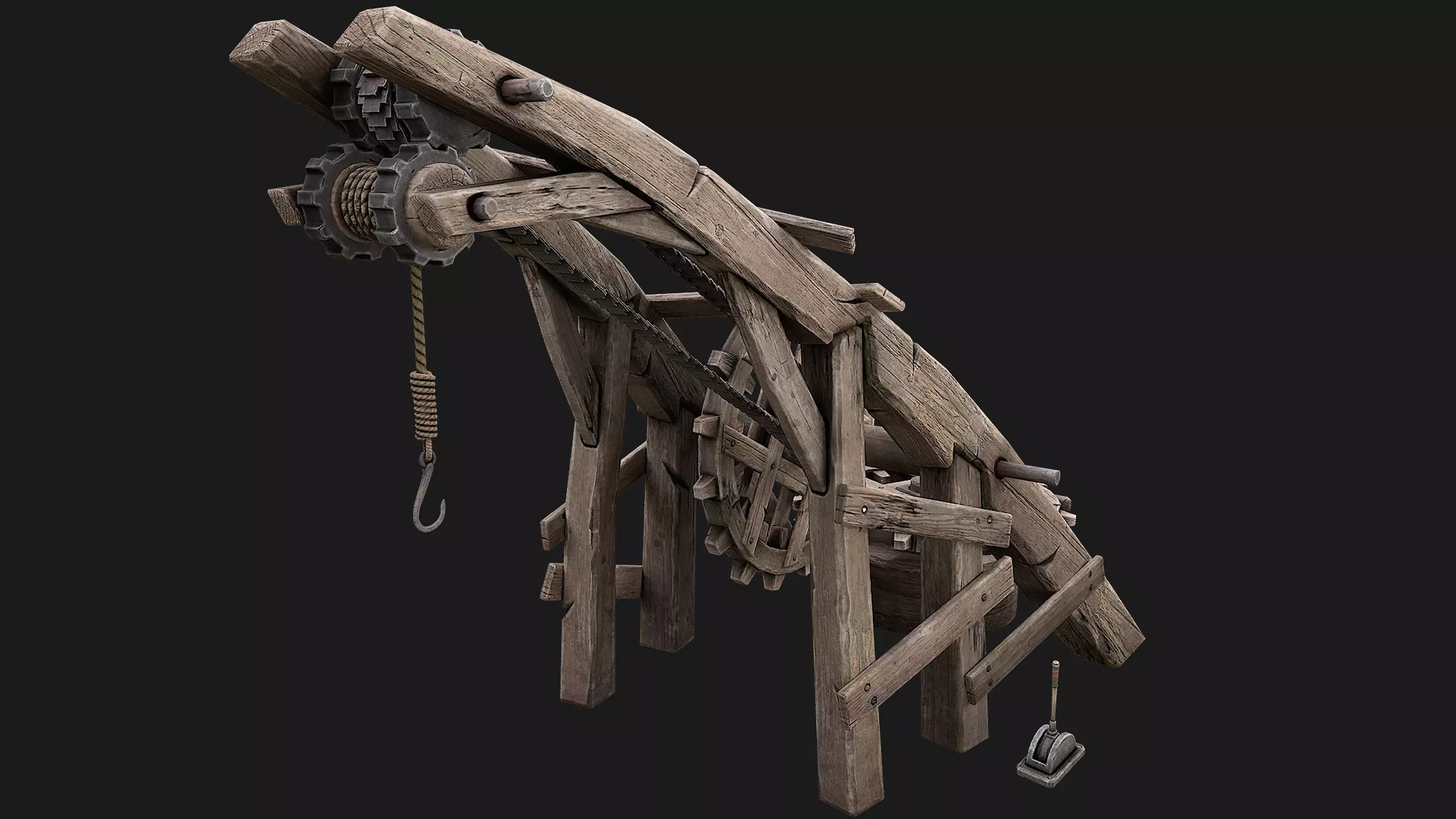 Medieval Crane Low-poly 3D model_0