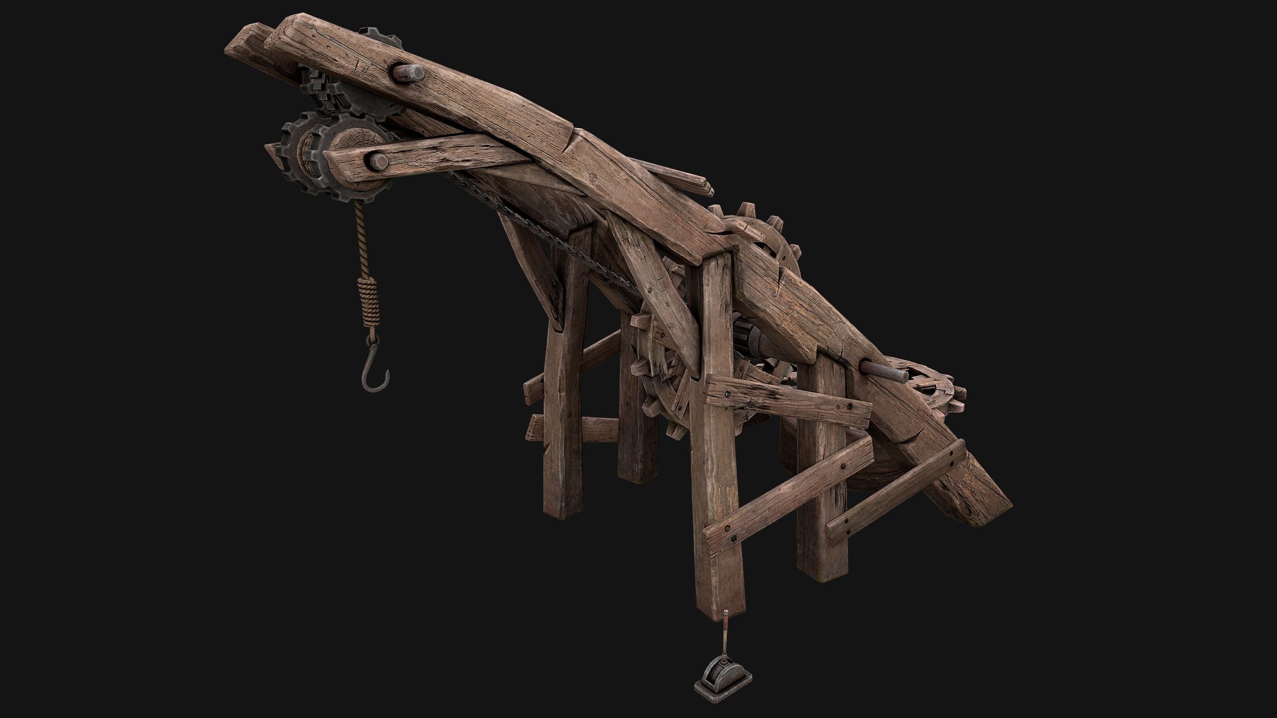 Medieval Crane Low-poly 3D model_20