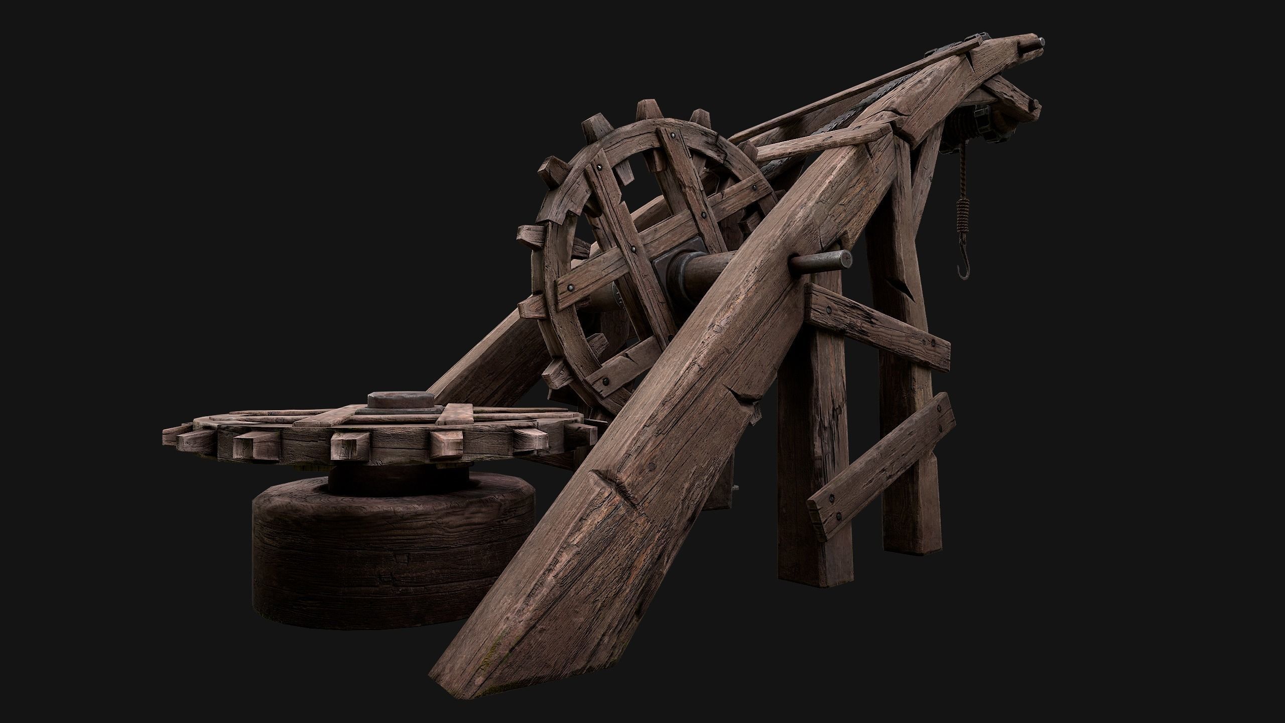 Medieval Crane Low-poly 3D model_14