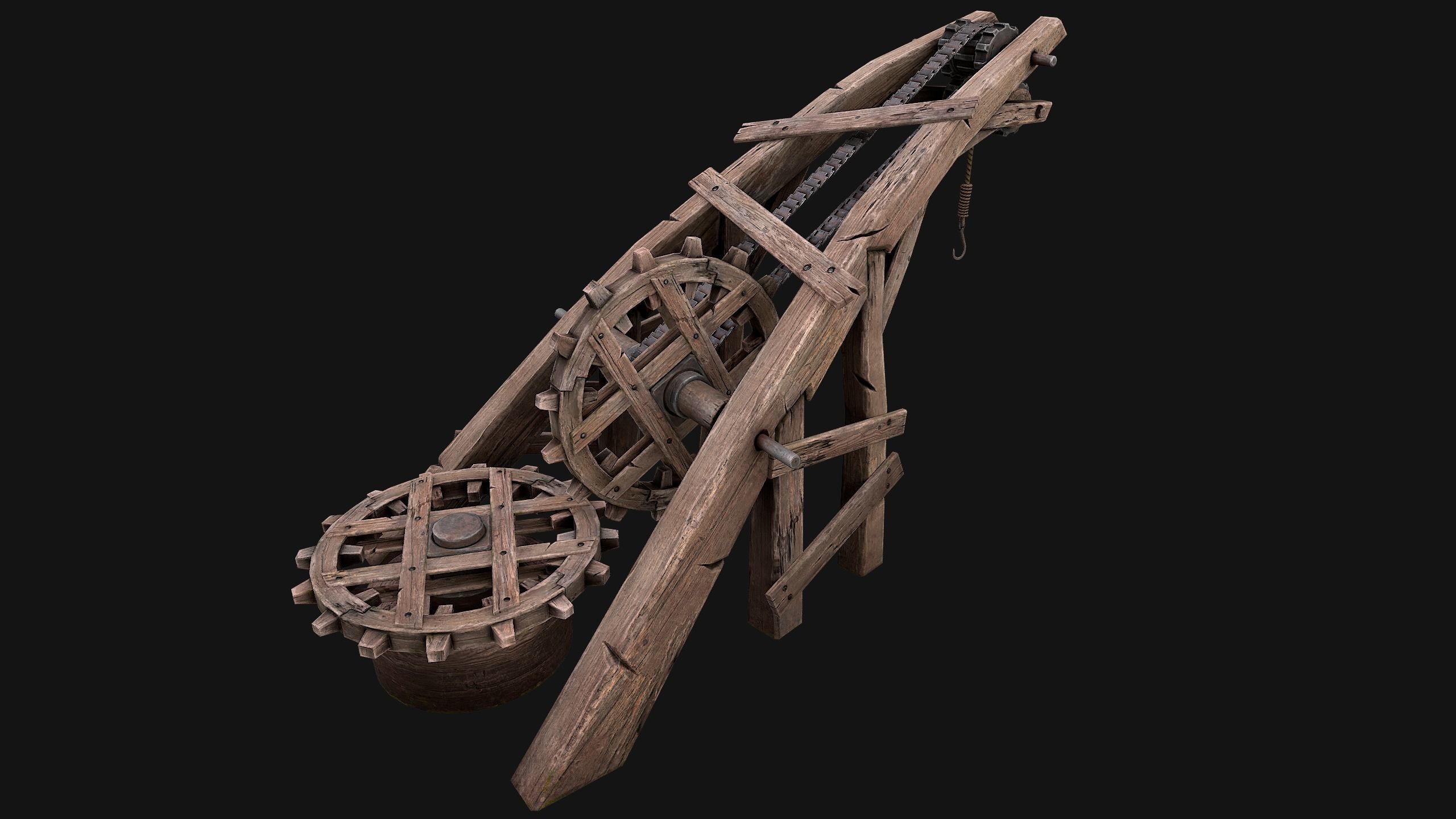 Medieval Crane Low-poly 3D model_4