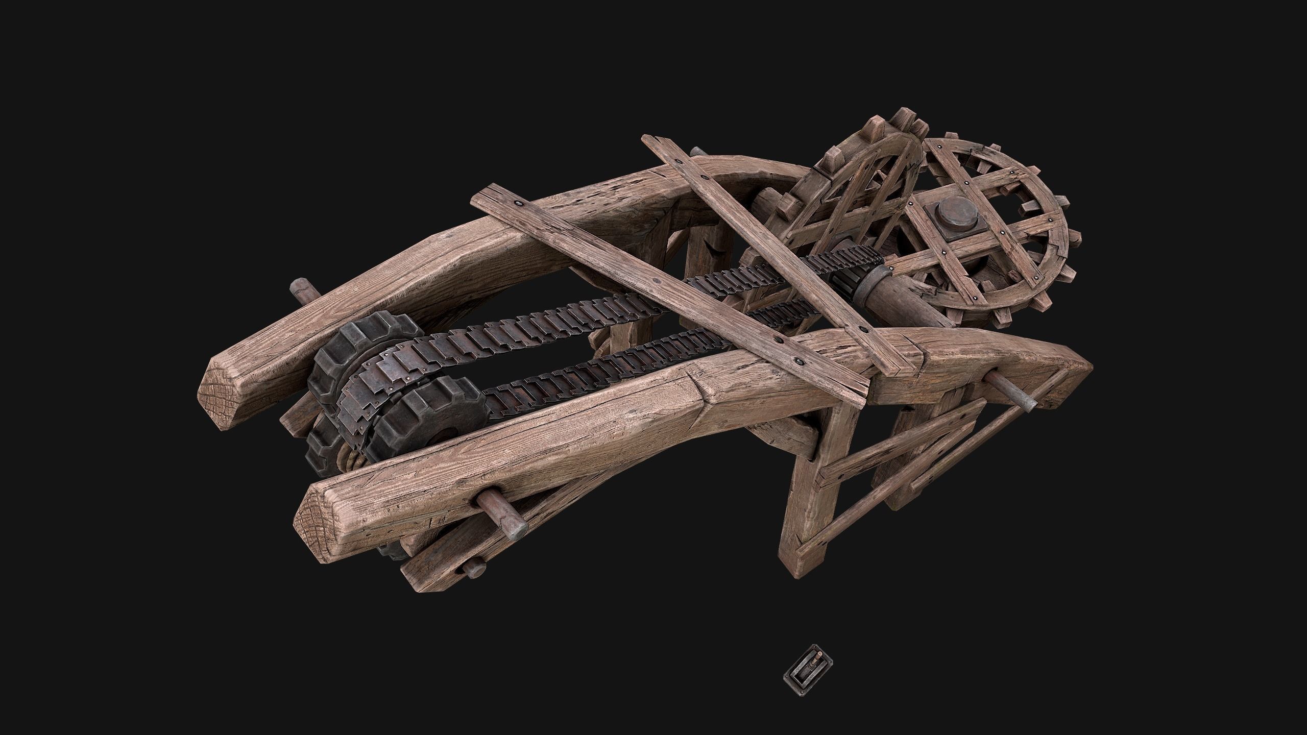 Medieval Crane Low-poly 3D model_7