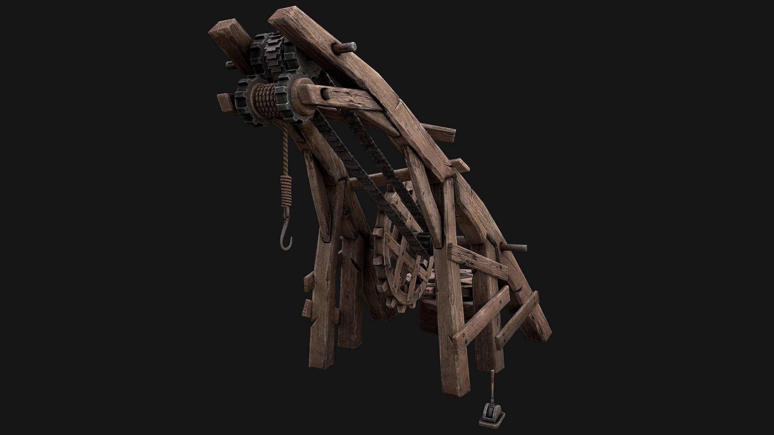 Medieval Crane Low-poly 3D model_21