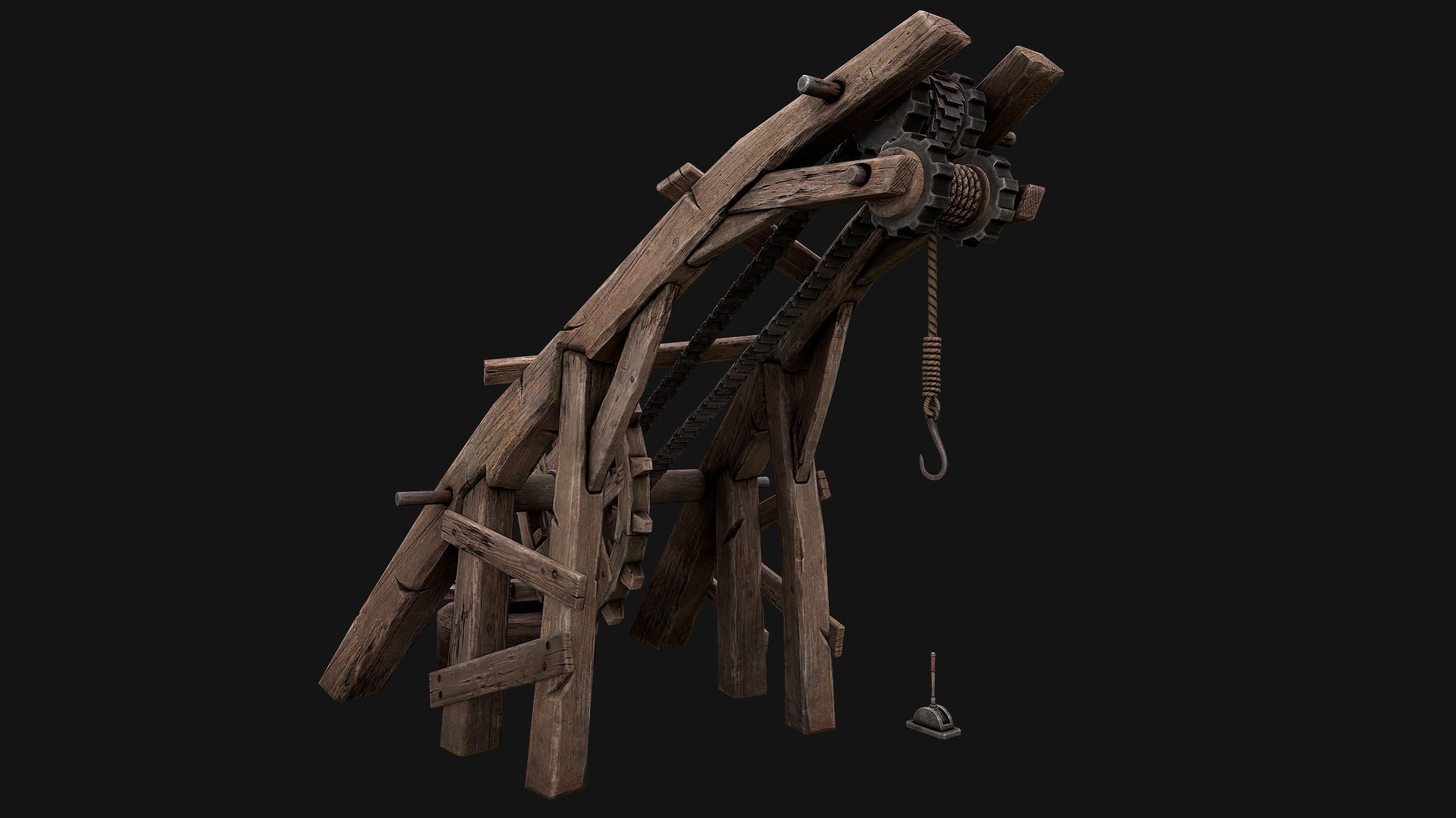 Medieval Crane Low-poly 3D model_12