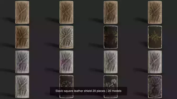 Slavic square leather shield 20 pieces