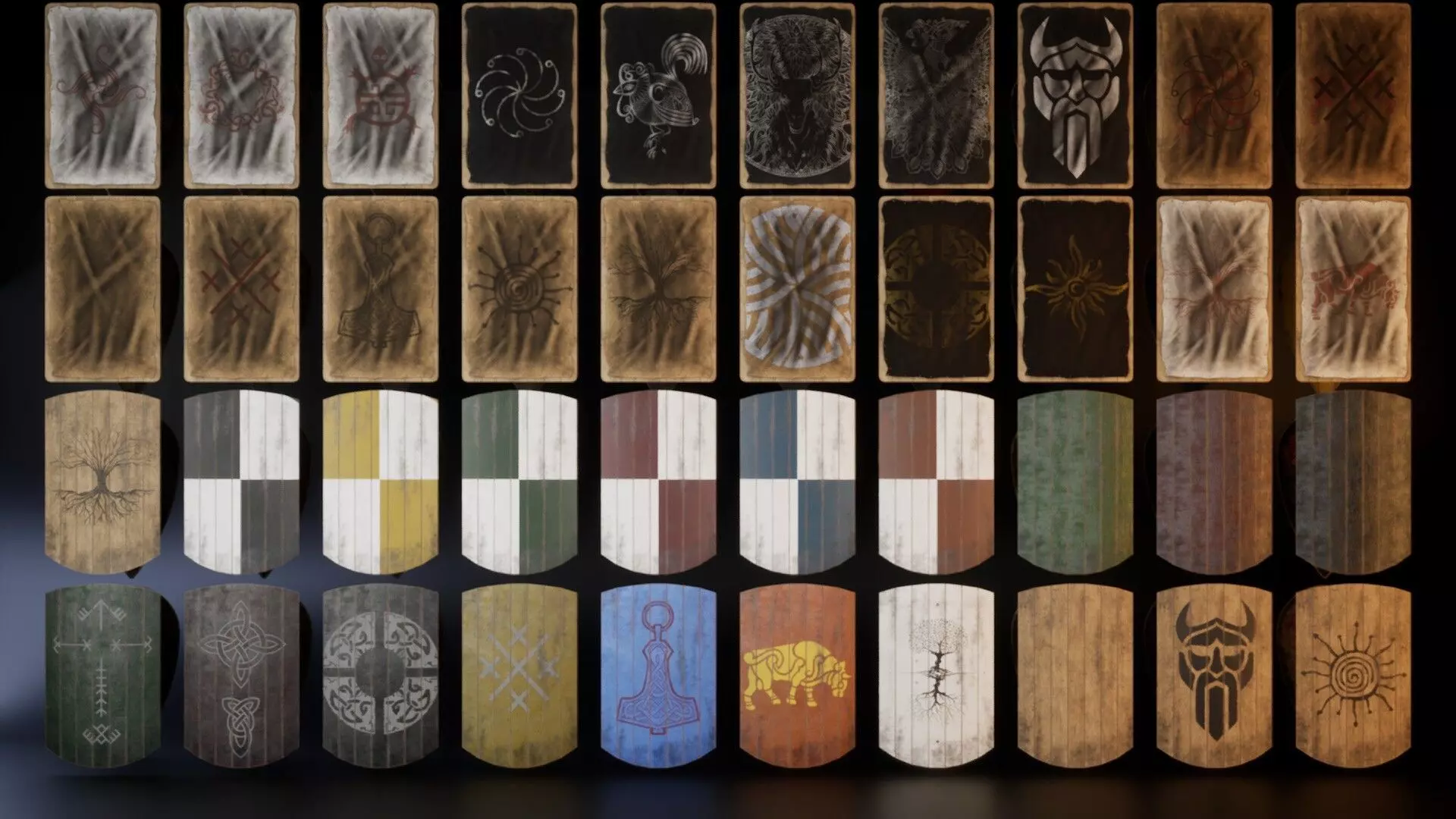 Slavic square shields 40 pieces 3D Model Collection_0