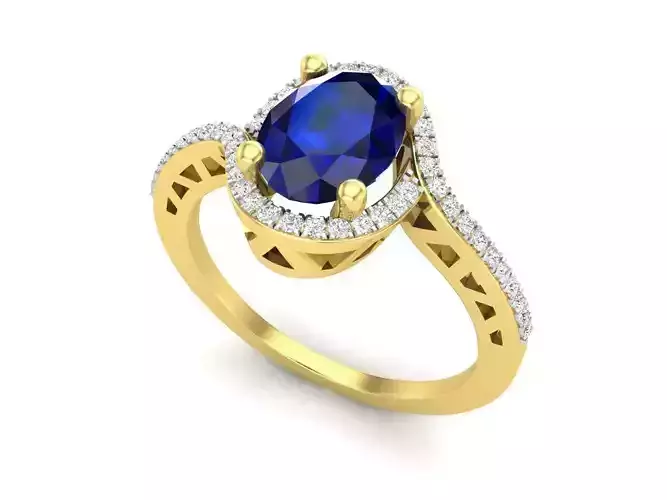 AV 462 Oval and Round Diamond Bridal Halo Style Engagement Rings