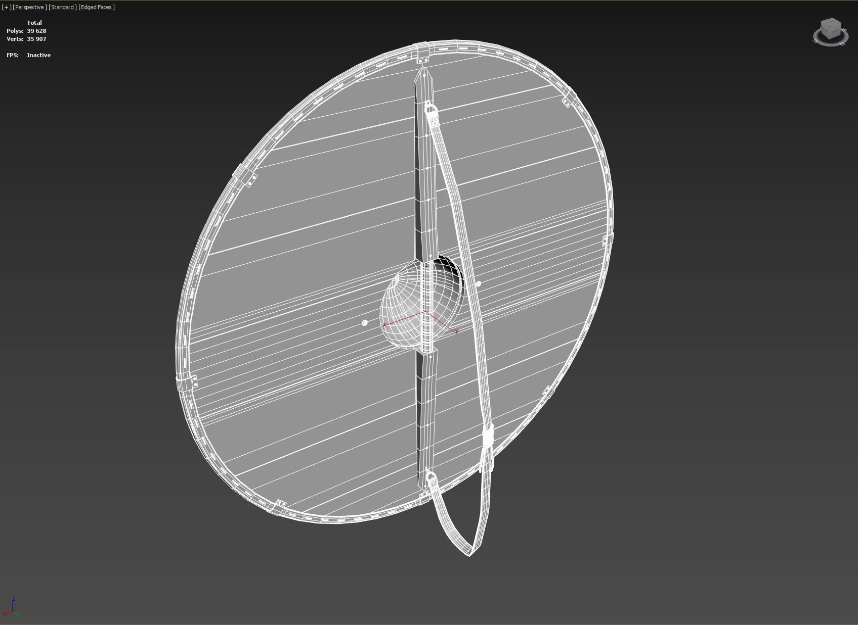 Slavic round leather shield-painted black and white with golden  Low-poly 3D model_10