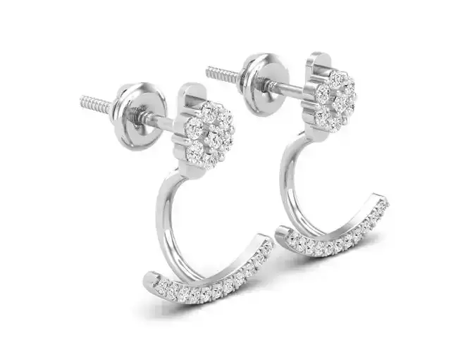 AV 464 Round White Diamond Pendulum Stud Earring Jackets