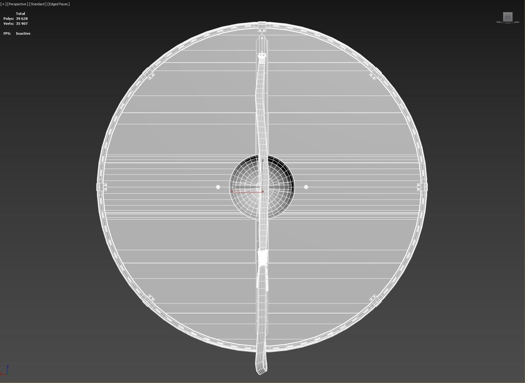 Slavic round leather shield-painted white with Sun symbol Low-poly 3D model_9