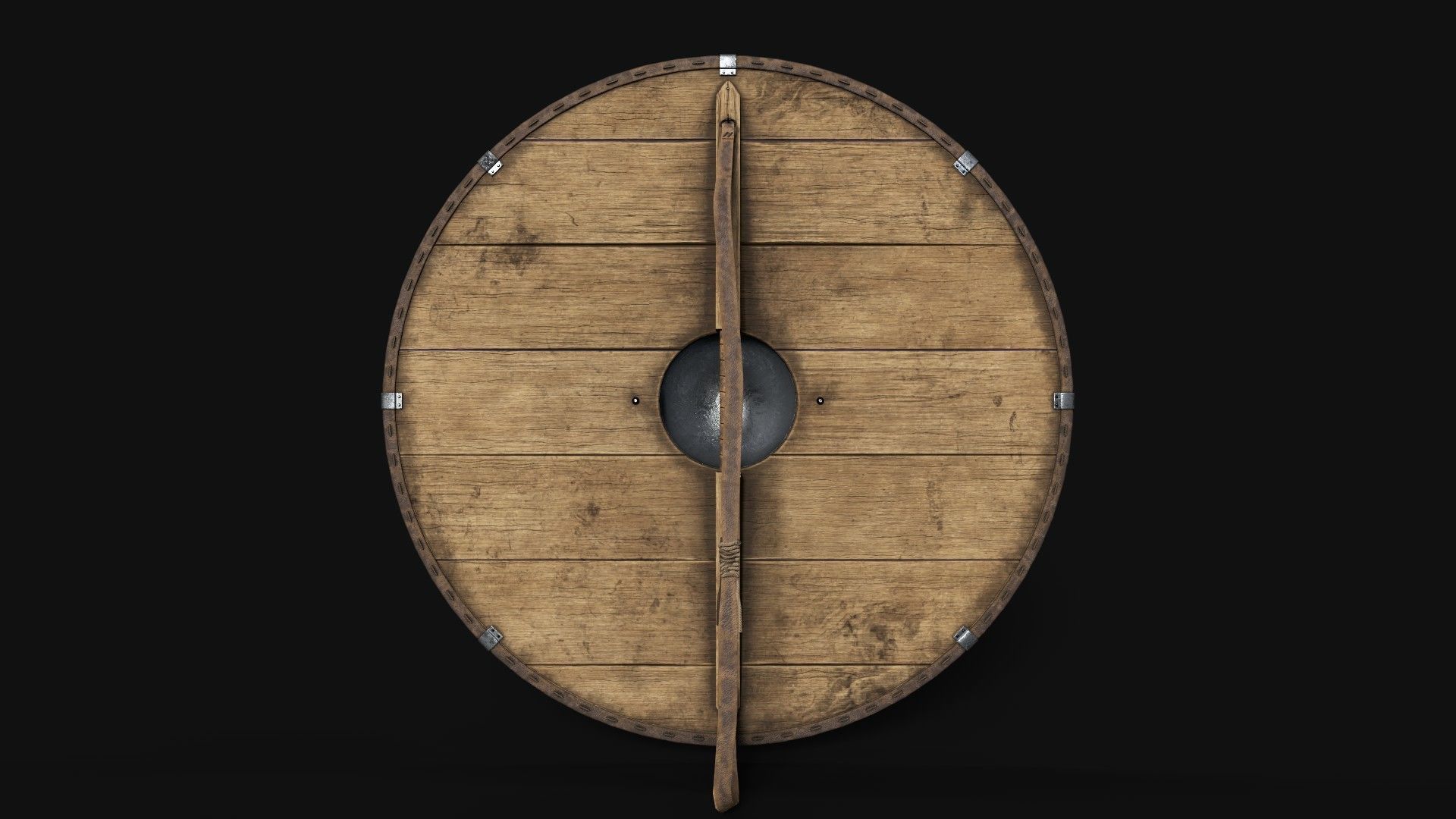 Slavic round leather shield- pagan symbol Low-poly 3D model_2