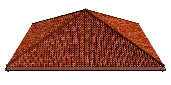 Hip roof with clay tile 2303 3D model