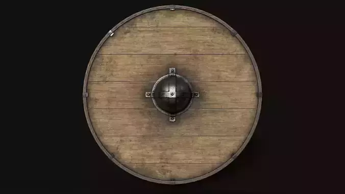 Slavic round wooden shield- base Low-poly 3D model