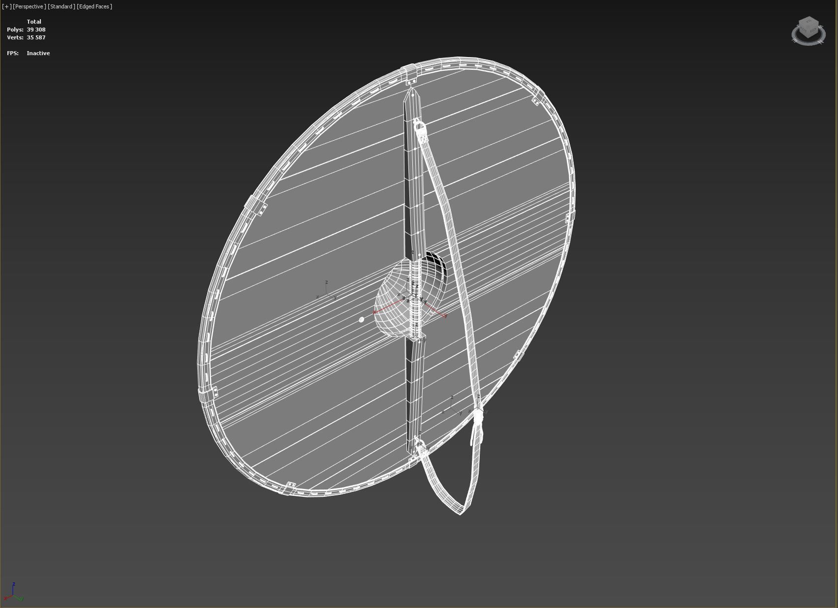 Slavic round wooden shield-painted blue and white Low-poly 3D model_10