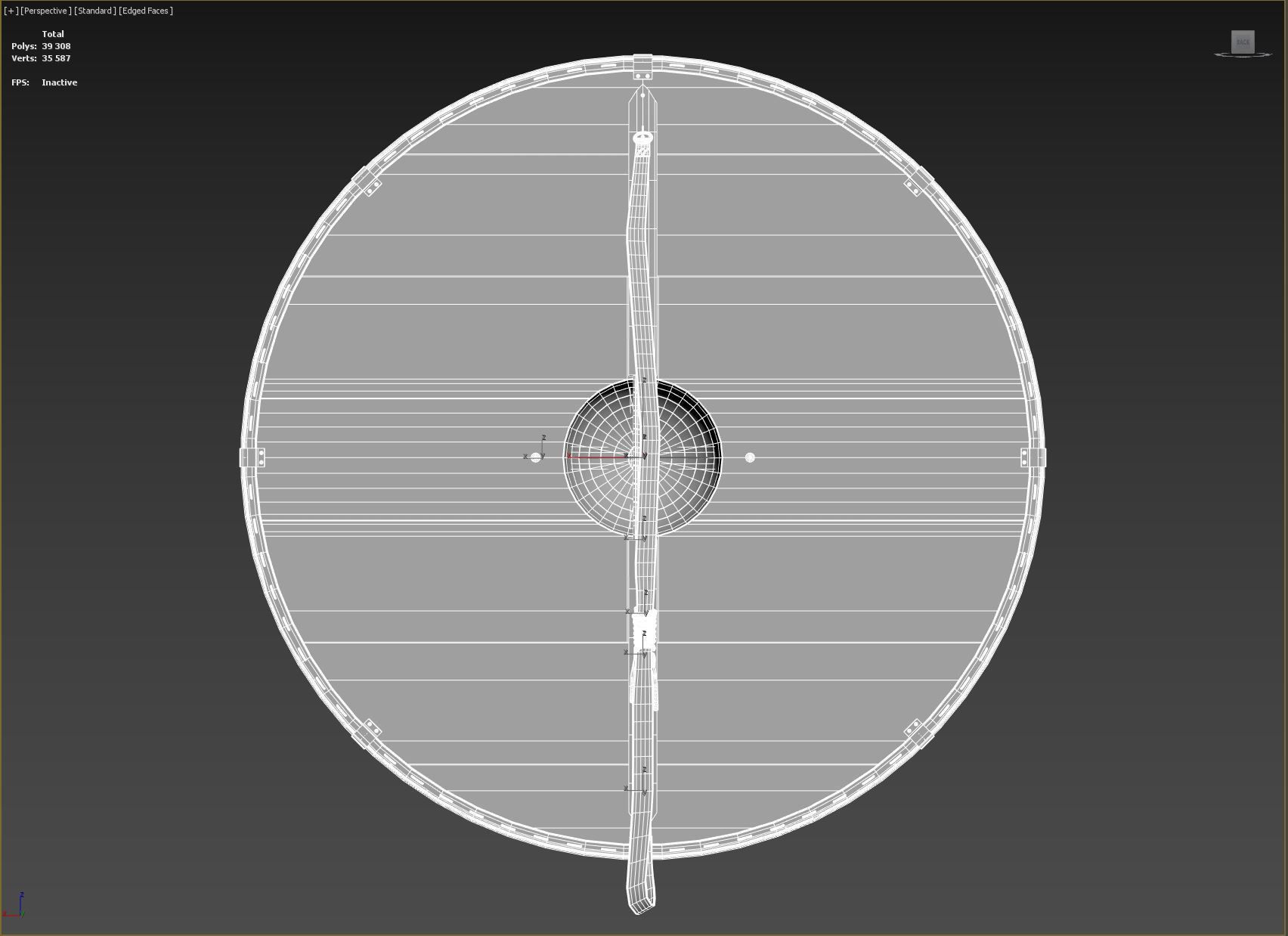 Slavic round wooden shield-painted green and white Low-poly 3D model_9