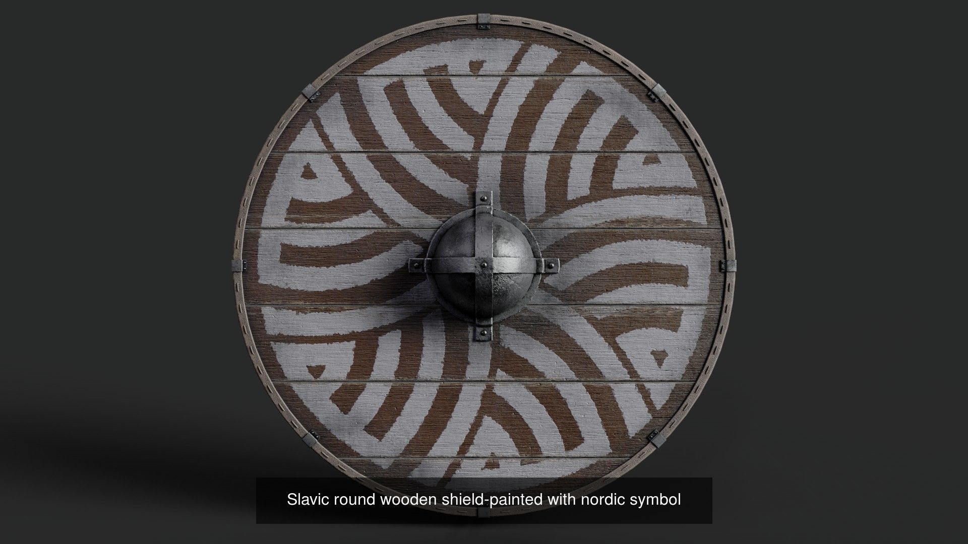 Slavic round wooden shields 20 pieces 3D Model Collection_22