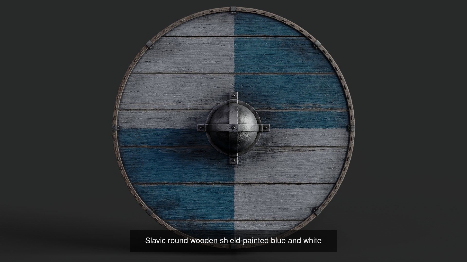 Slavic round wooden shields 20 pieces 3D Model Collection_16