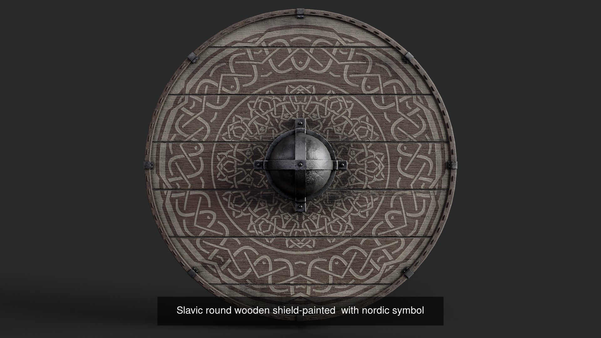Slavic round wooden shields 20 pieces 3D Model Collection_10