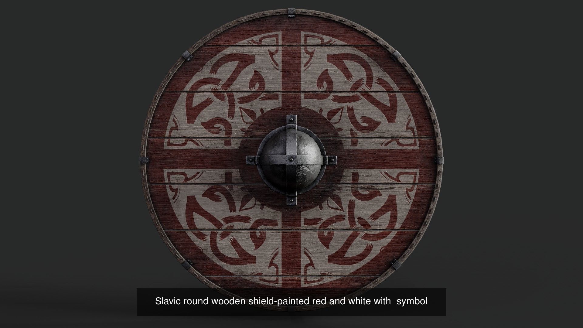 Slavic round wooden shields 20 pieces 3D Model Collection_5
