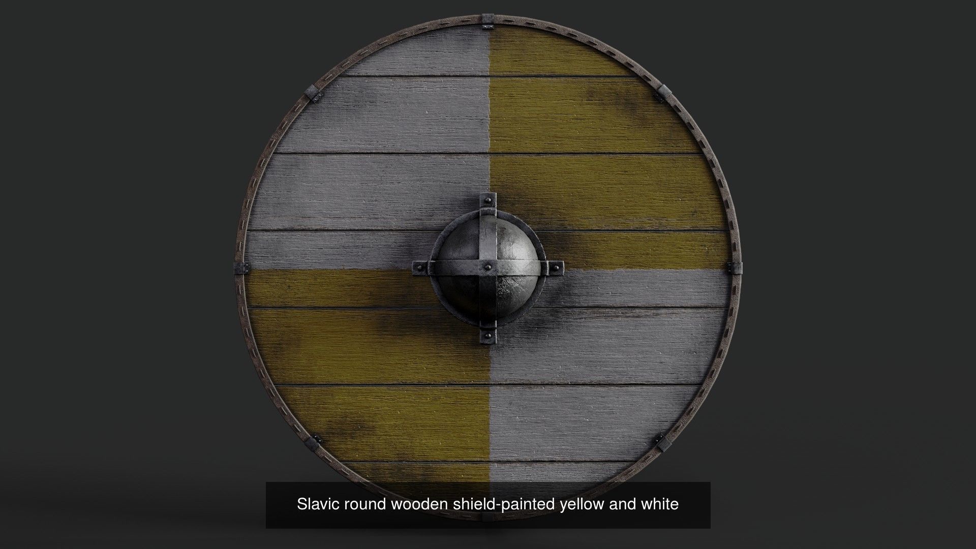 Slavic round wooden shields 20 pieces 3D Model Collection_18