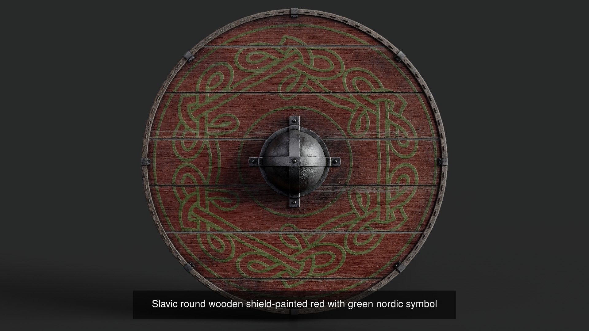 Slavic round wooden shields 20 pieces 3D Model Collection_13