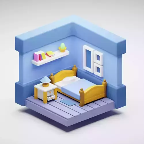 Stylized Isometric Bedroom