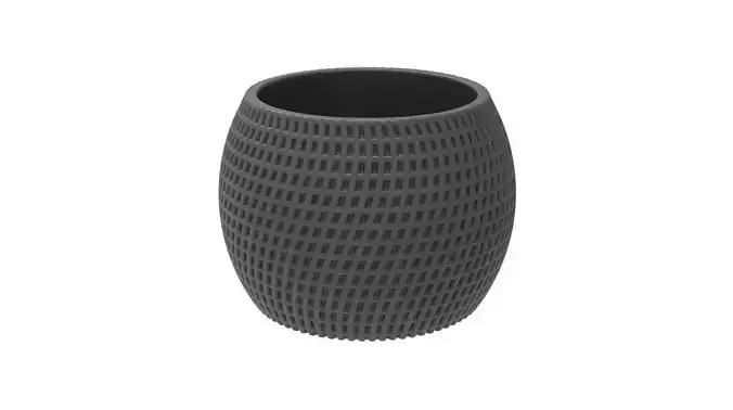 FINNED VASE - POT - PENCIL HOLDER OR PLANTER - SQUARE PATTERN