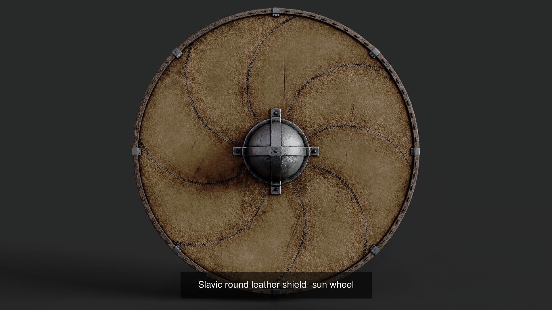 Slavic round leather shields 20 pieces 3D Model Collection_18