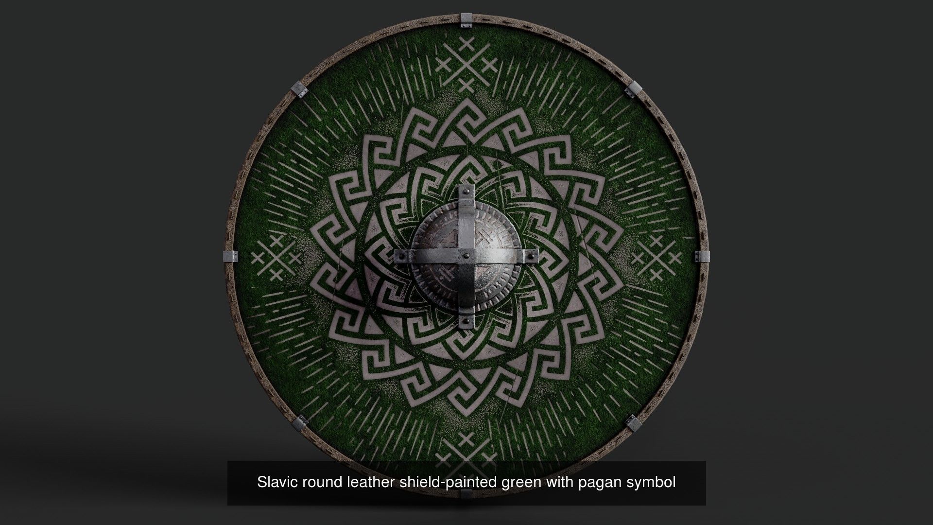 Slavic round leather shields 20 pieces 3D Model Collection_11