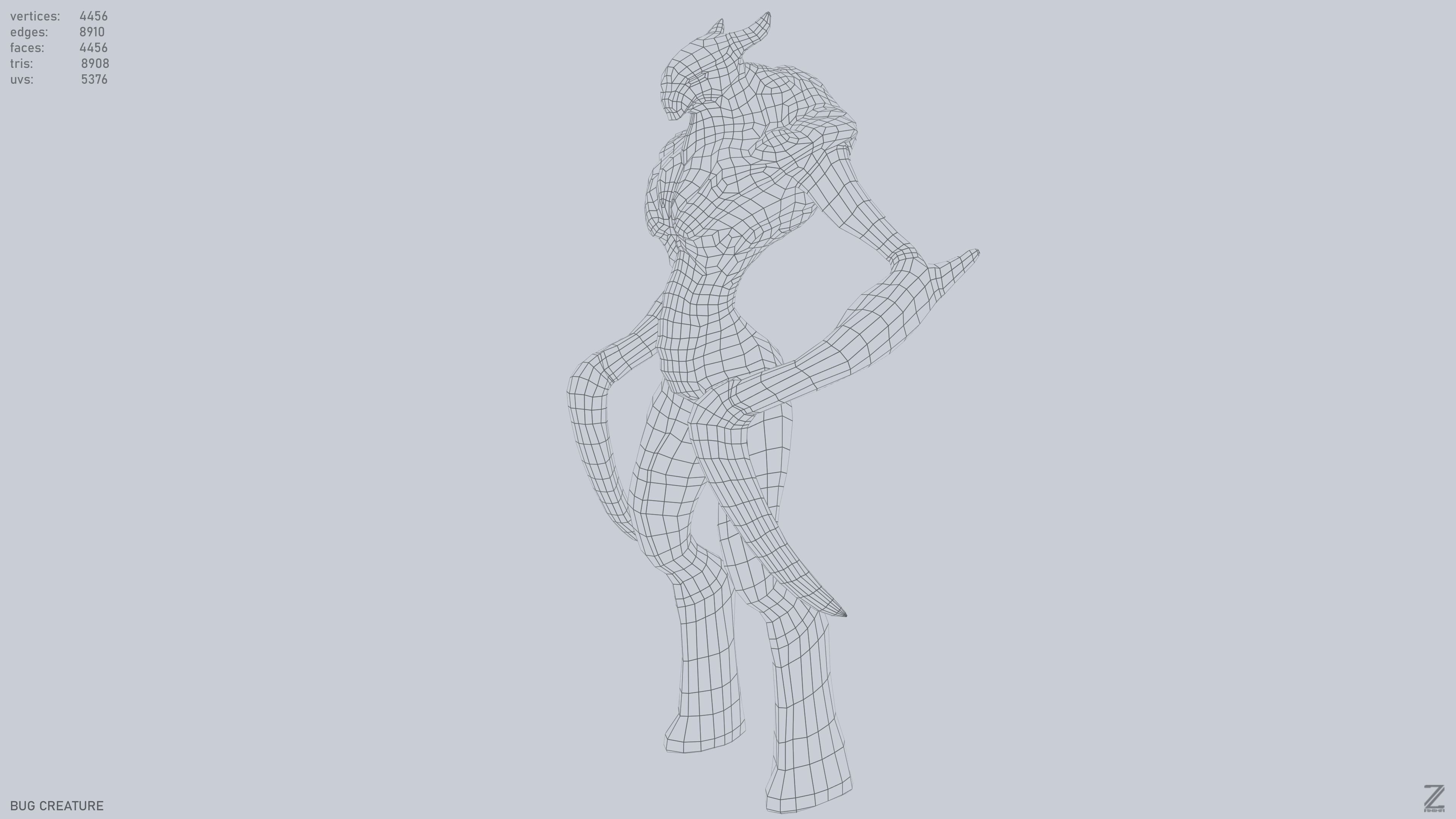 Bug creature Low-poly 3D model_10