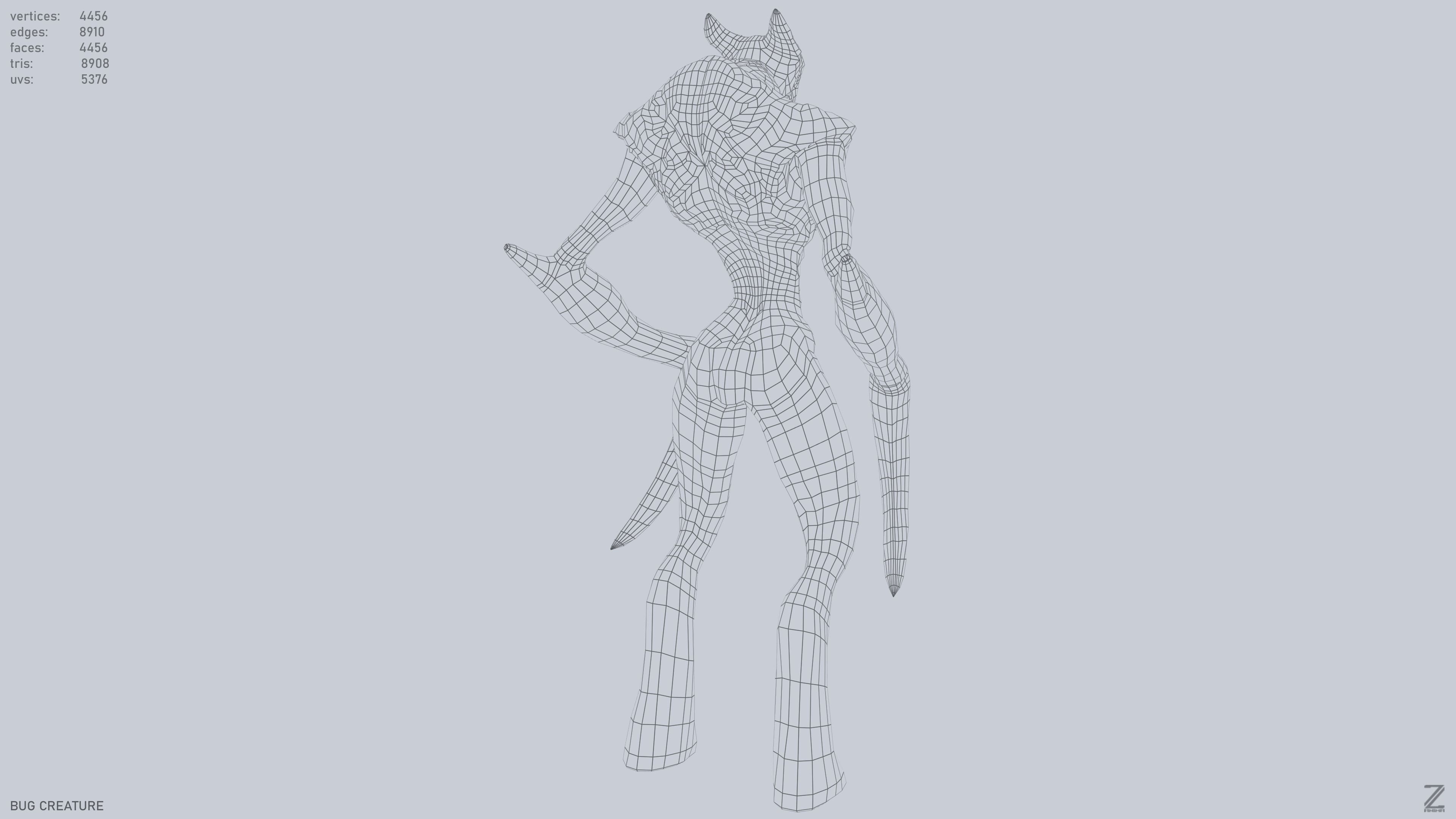 Bug creature Low-poly 3D model_13