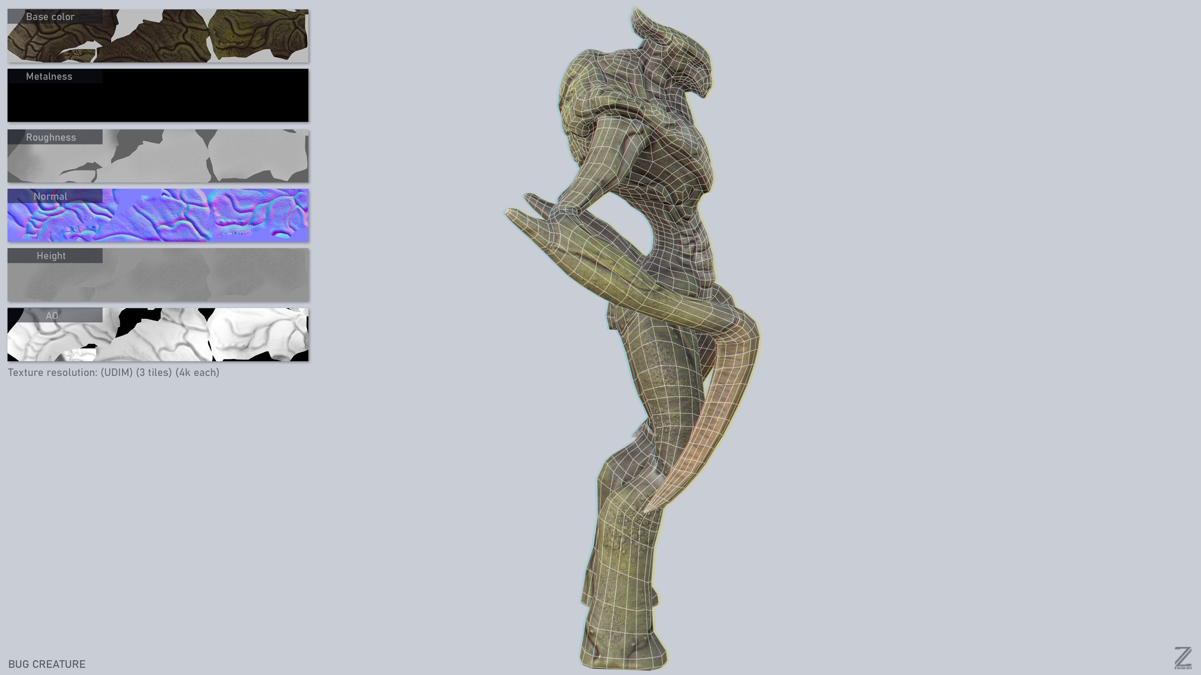 Bug creature Low-poly 3D model_2