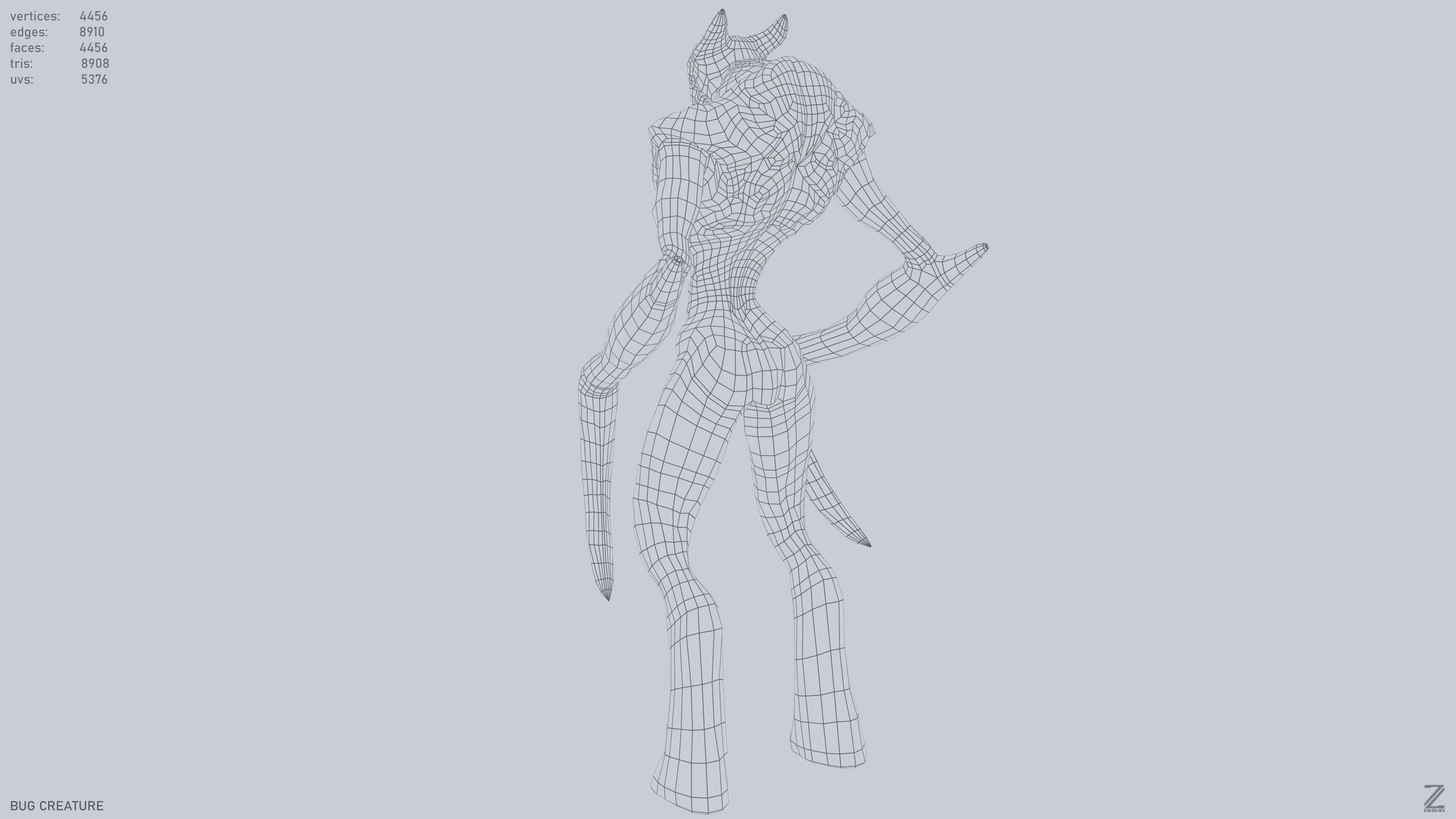 Bug creature Low-poly 3D model_12