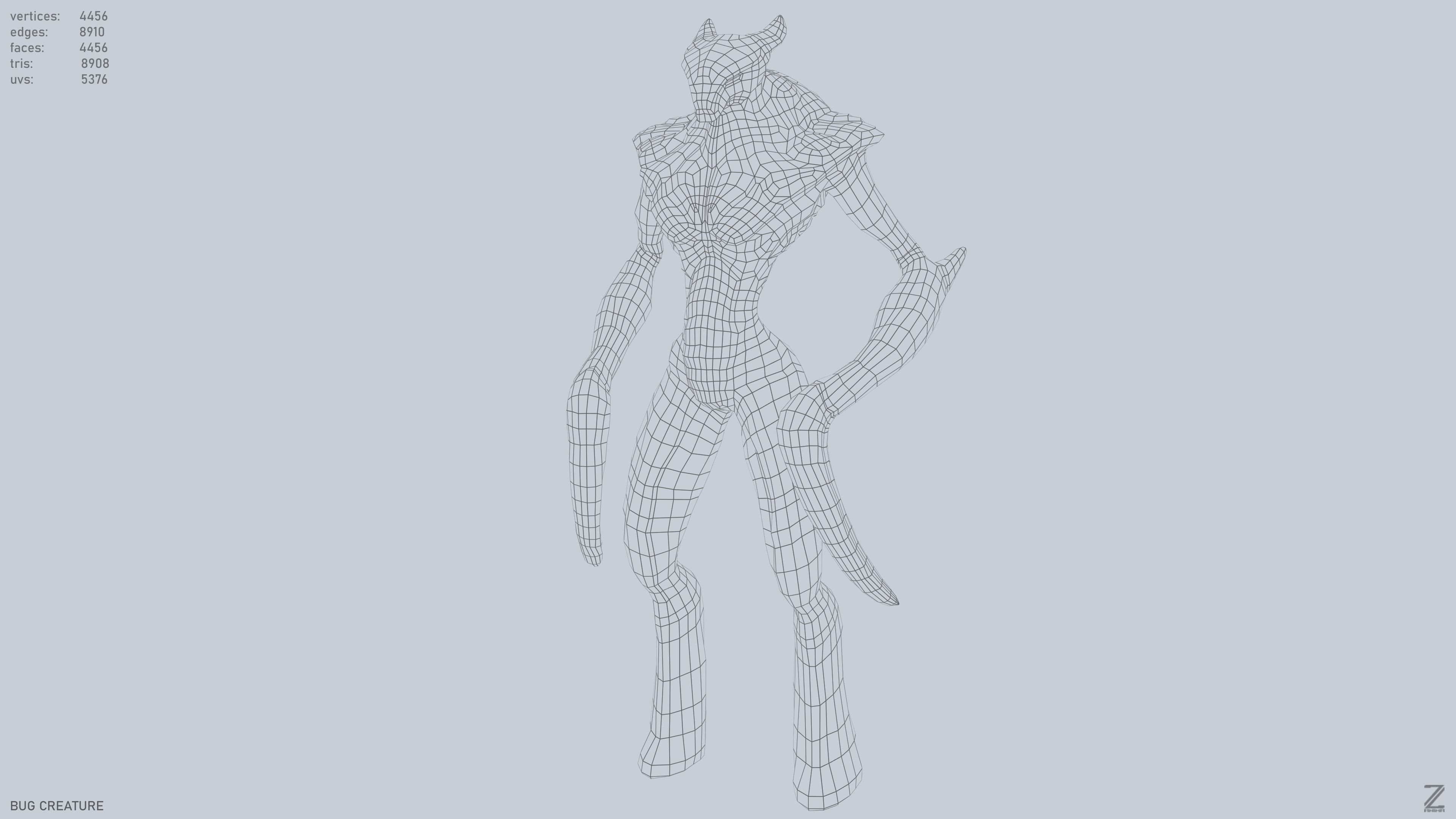 Bug creature Low-poly 3D model_3