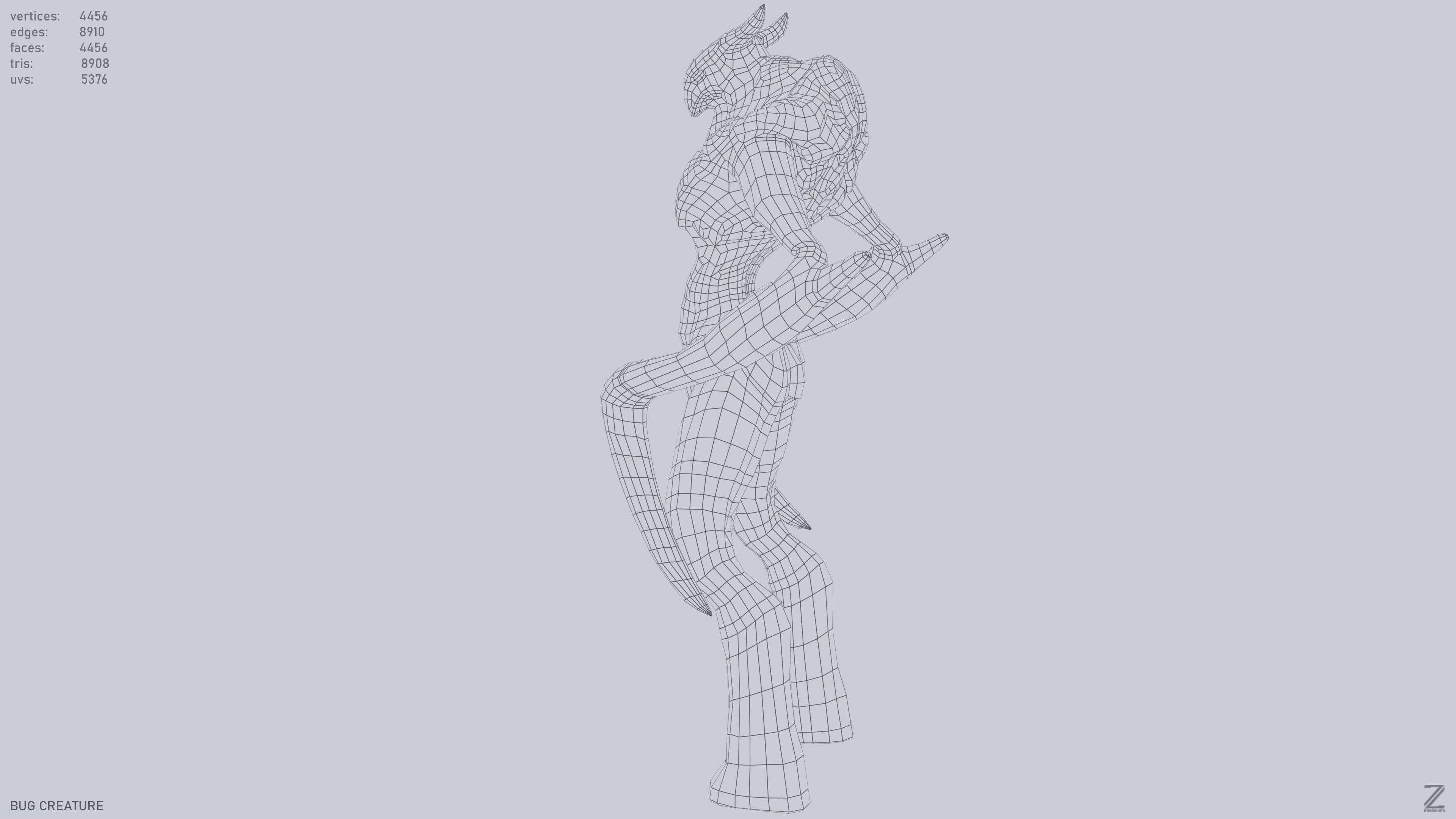 Bug creature Low-poly 3D model_11