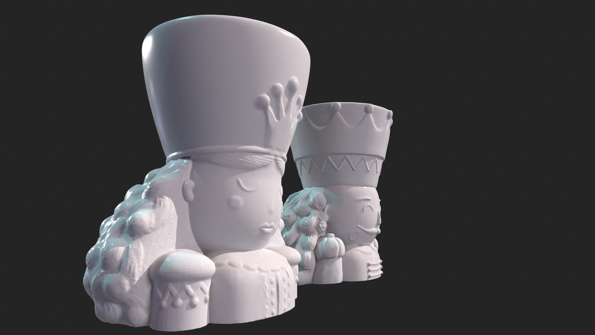 King Queen Flower Planter  3D print model_4