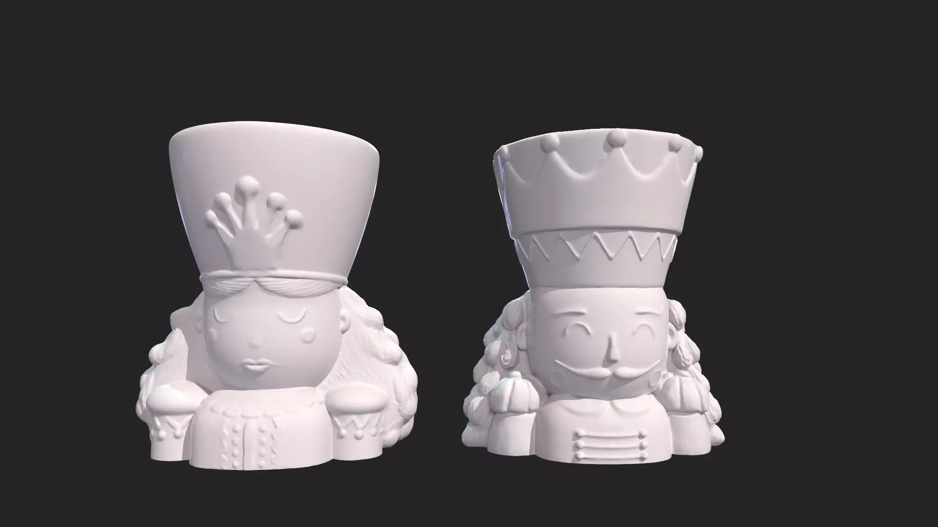 King Queen Flower Planter  3D print model_0