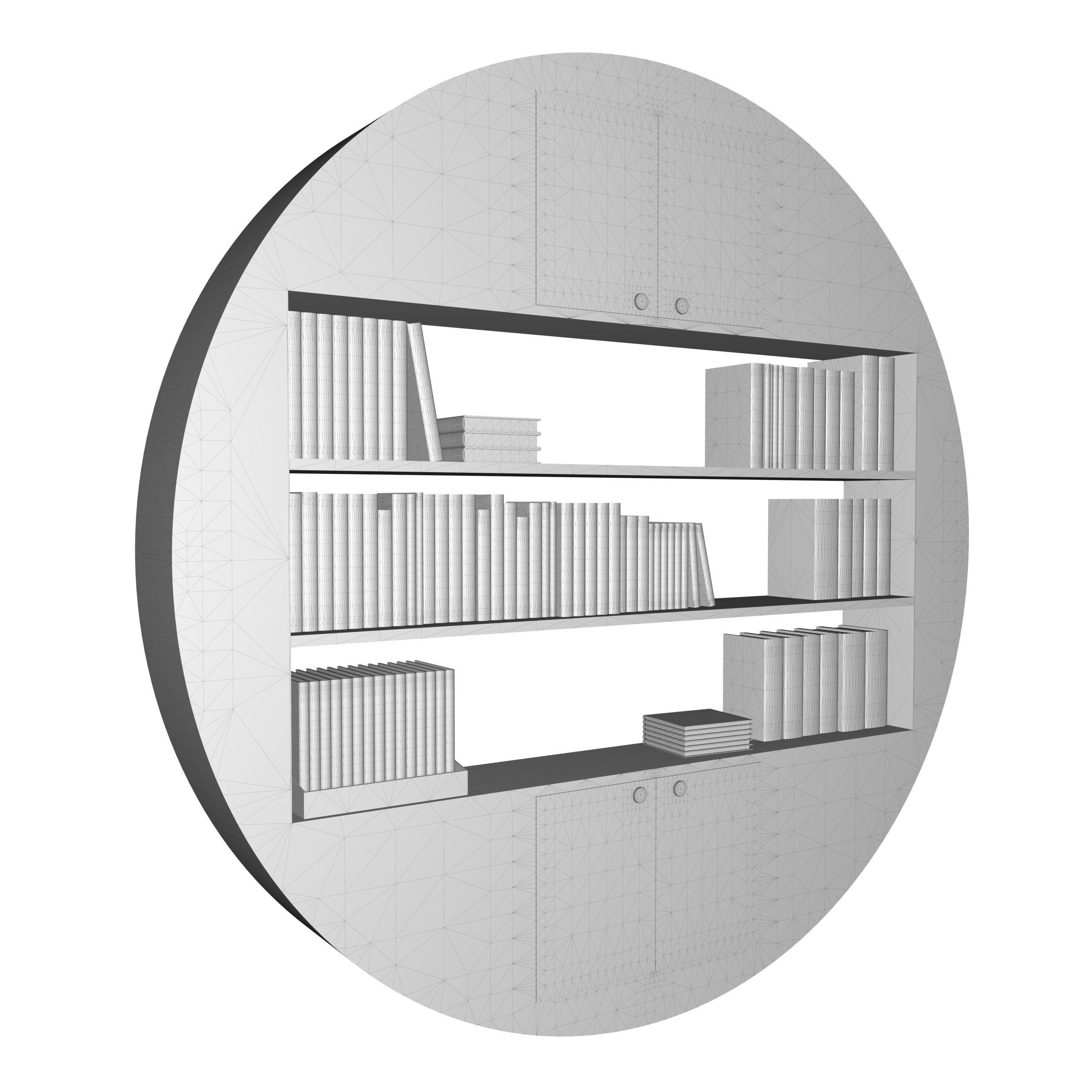 Round Bookcase - Bookshelf Low-poly 3D model_15