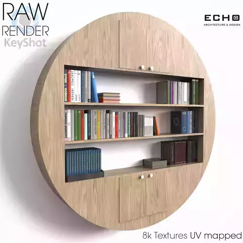 Round Bookcase - Bookshelf Low-poly 3D model