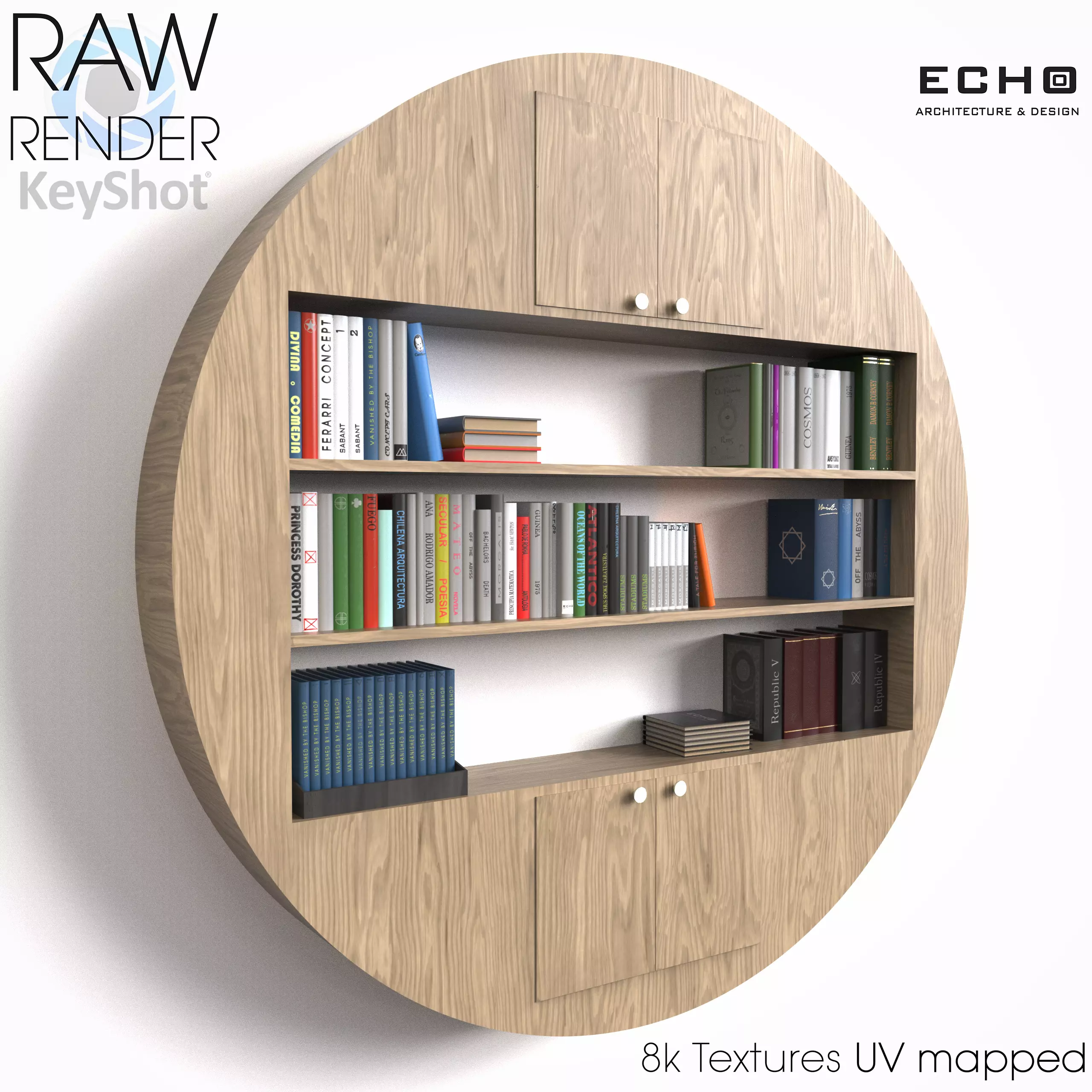 Round Bookcase - Bookshelf Low-poly 3D model_0