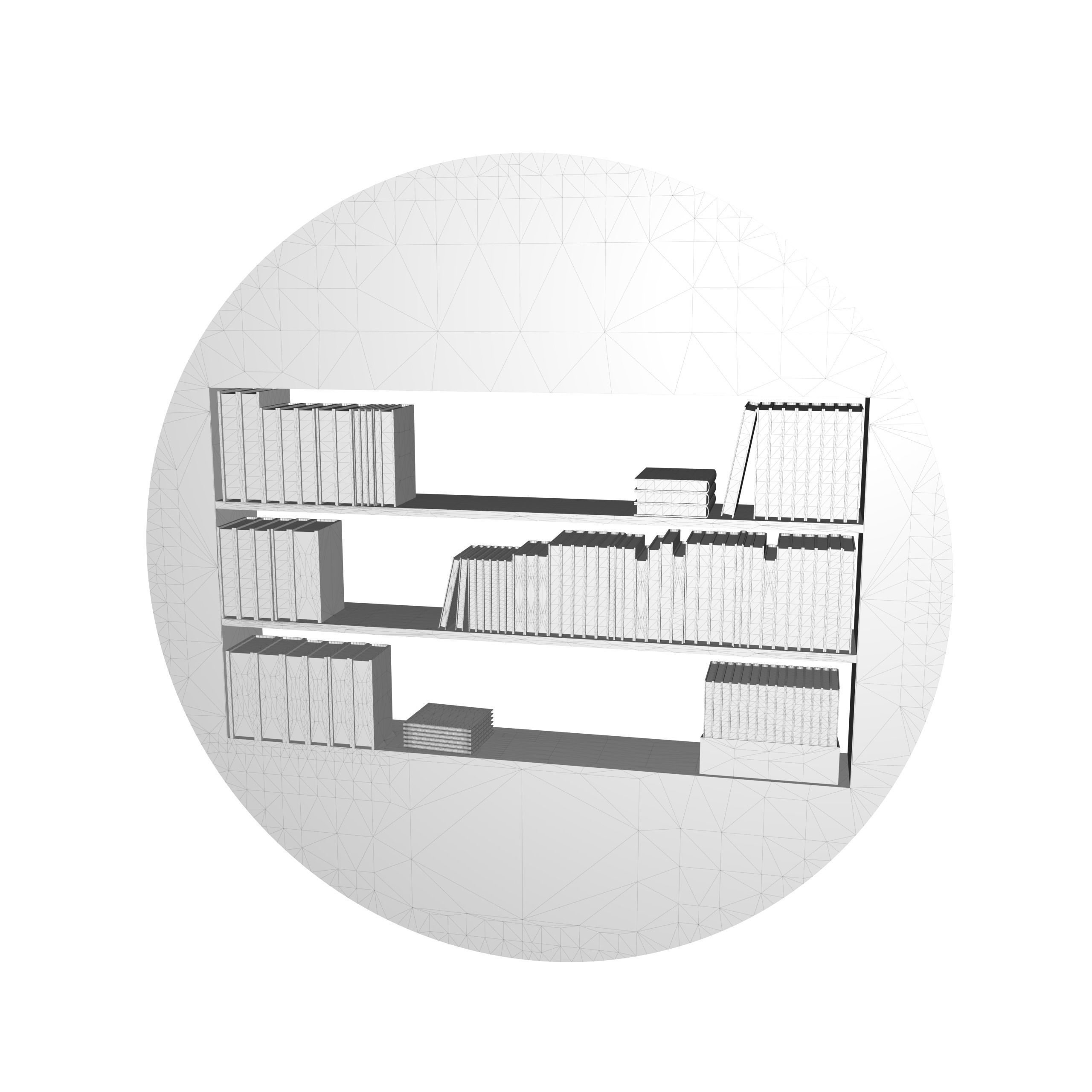 Round Bookcase - Bookshelf Low-poly 3D model_8
